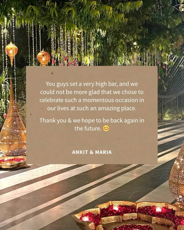 "You guys set a very high bar." Reading this from Ankit & Maria makes all the hard work worthwhile.