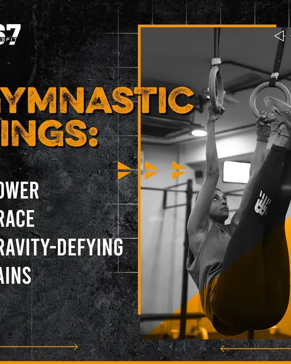 Gymnastic rings offer a unique challenge, building power, grace, and gravity-defying strength. This image captures an athlete performing a toes-to-ring, a great core and grip strength exercise.