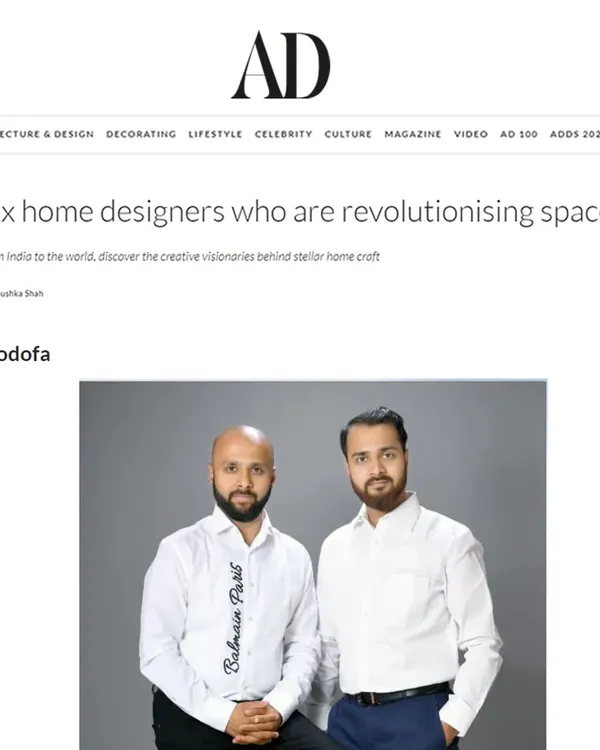 It was an emotional and proud moment for us to be featured in Architectural Digest India. Being named one of the top 6 home designers revolutionizing spaces is a dream come true and a huge validation of our work.