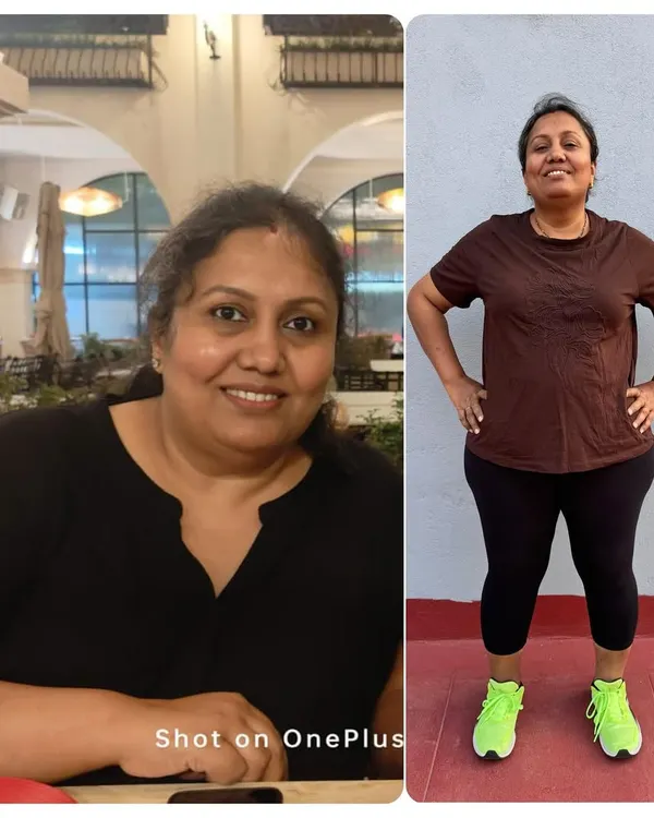 20 kgs down. This client not only lost significant weight but also gained incredible strength, improved her movement, and increased her flexibility.
