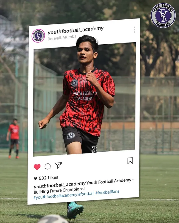 This is what it's all about: our players giving their all on the field. Our red and black away kit is designed for performance, allowing our athletes to move with confidence and represent the Youth Football Academy with pride.