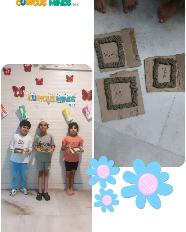 A glimpse of our clay playtime. The children created personalized nameplates and photo frames, learning to shape and mold the clay into something both beautiful and functional.
