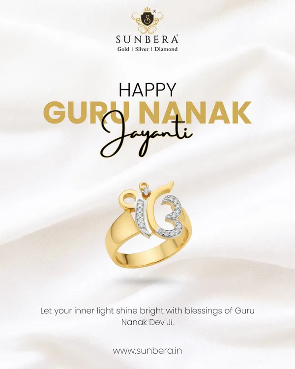 In celebration of Guru Nanak Jayanti, I designed this special 'Ek Onkar' ring. Crafted in 22K gold and studded with diamonds, it is a beautiful symbol of divine light and inner peace.