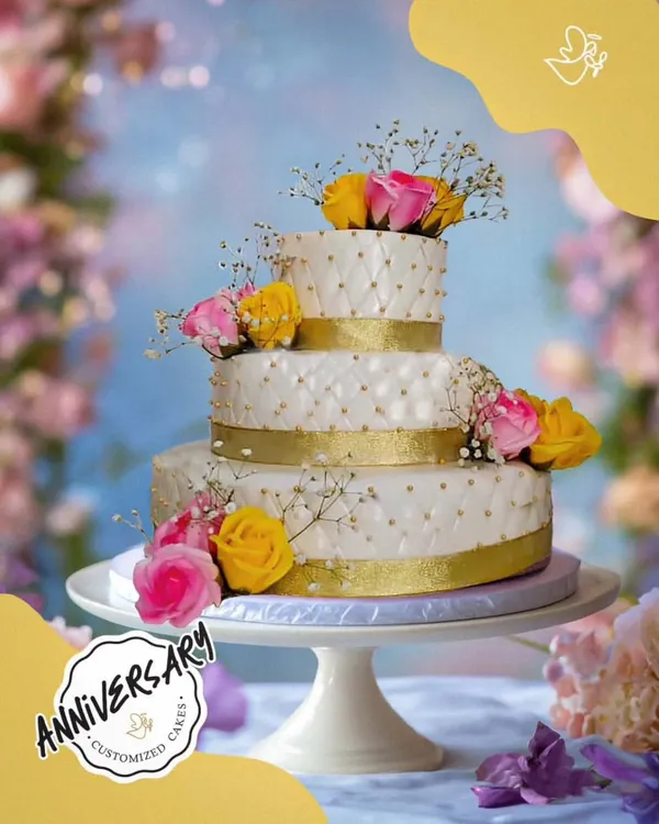 For grand celebrations, we create cakes that are true showstoppers. This magnificent three-tier anniversary cake, adorned with a cascade of fresh roses and delicate quilting, was the centerpiece for a beautiful celebration in Hauz Khas.