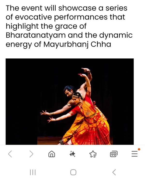 An evocative performance that highlights the grace of Bharatanatyam and the dynamic energy of Mayurbhanj Chhau in a single frame.