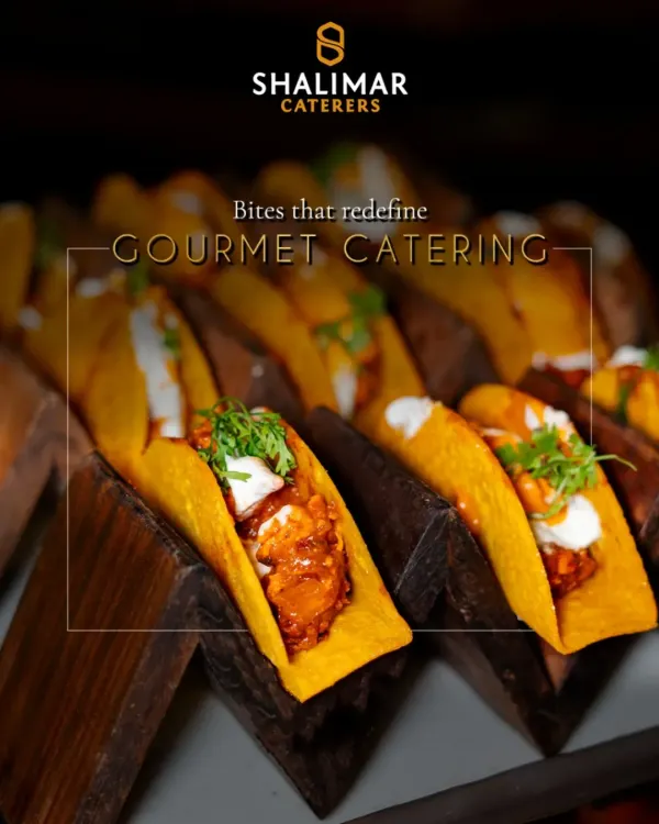 Bites that redefine gourmet catering. Our mini tacos are filled with spicy chicken and topped with sour cream and fresh cilantro, offering a burst of flavor in a beautifully presented package.