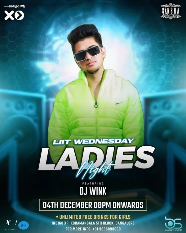 A classic 'LIIT Wednesday Ladies Night' at Indigo XP. These nights are a staple, featuring unlimited free drinks for girls and a playlist packed with Bollywood and Punjabi hits.