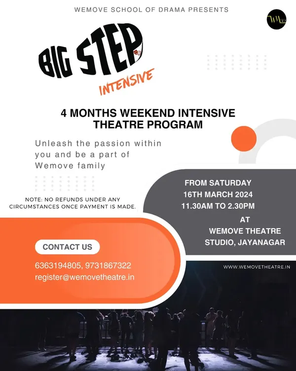 Ready for a deep dive? Our Big Step Intensive is a four-month weekend theatre program designed to unleash your passion and fully immerse you in the craft.
