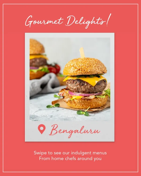 Indulge in gourmet delights like this perfectly crafted burger. Made by our talented home chefs, it’s a simple classic elevated to a new level, promising a juicy and flavourful bite every time.