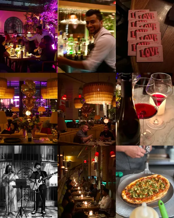 A collage of moments from our Valentine's Day celebration. The restaurant was filled with love, live music, candlelit dinners, and special dishes to mark the occasion.