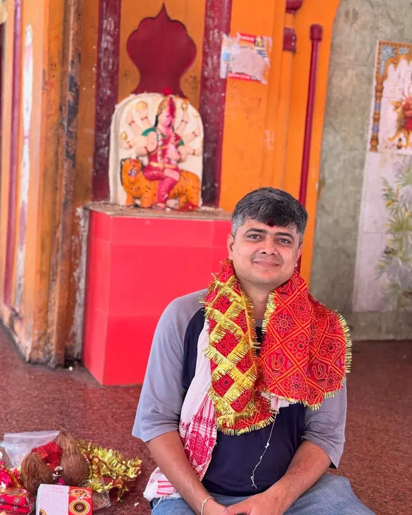 Seated in prayer at the Maa Lalita Devi Shaktipeeth in Naimisharanya. The energy of such sacred places is powerful and eternal, and it is this divine blessing that I bring to my work and share with my clients.