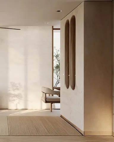This concept was designed as a serene reading retreat, all about stillness, soft light, and tactile comfort. Though it didn’t make it to the final cut for the project, it remains one of our quiet favorites.