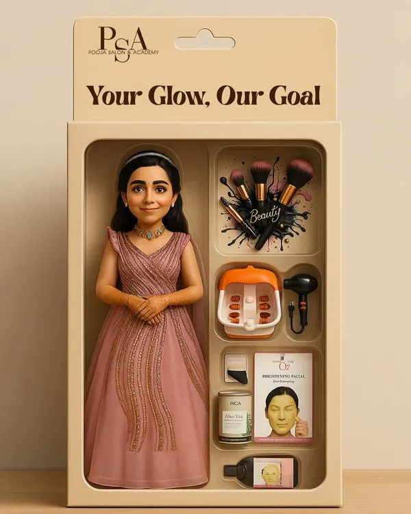 Your Glow, Our Goal. This image represents everything I offer under one roof: glowing facials, professional makeup, hair styling, and more. I am here to take care of all your beauty needs.