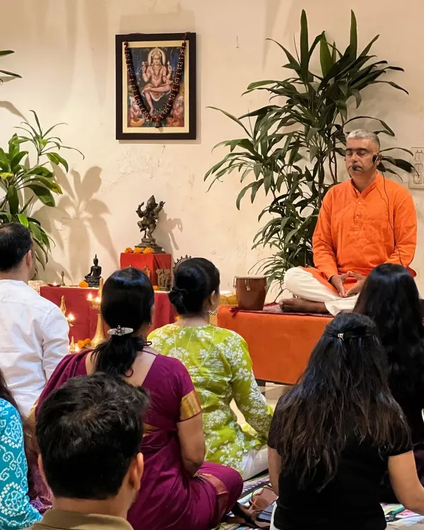 I lead a meditation session during a community satsang at our Gurgaon centre. These gatherings are a space for quiet reflection and shared energy, where we connect with ourselves and each other.