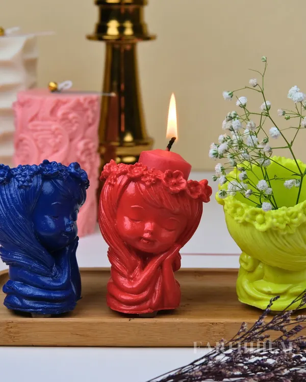 My handcrafted Jesmonite figurine holders are so versatile. You can use them as a candle holder, a mini vase for dried flowers, or just a charming decor piece on its own.