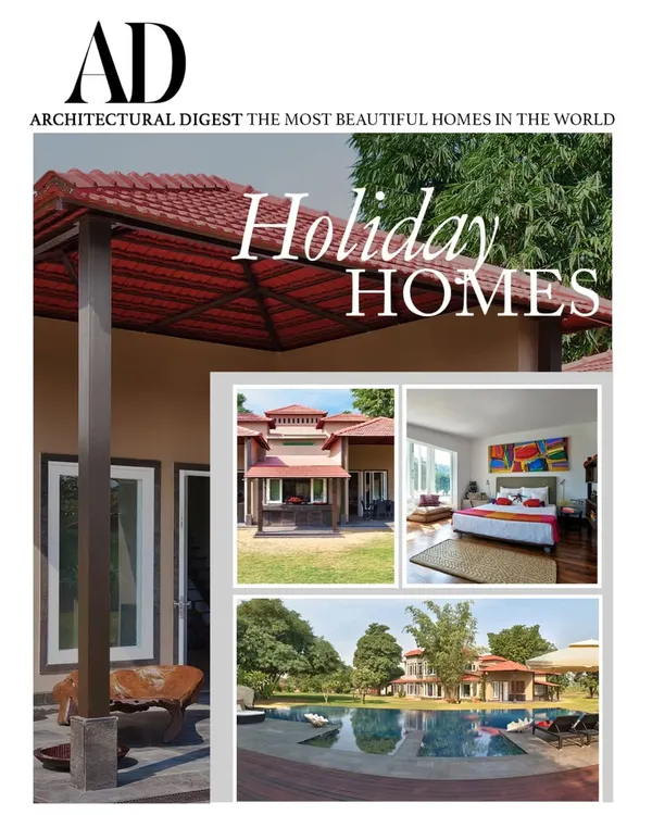 Our Aishbagh project on Damdama Lake, as featured on the cover of Architectural Digest's 'Holiday Homes' edition. This coverage celebrates the home's design as a serene retreat that balances heritage with contemporary living.