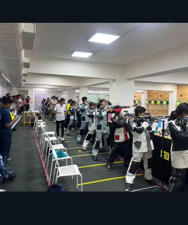 A wide view of the CISCE School Nationals 2024, which we hosted. The range was filled with over 350 participants from all over India, showcasing a vibrant competition.