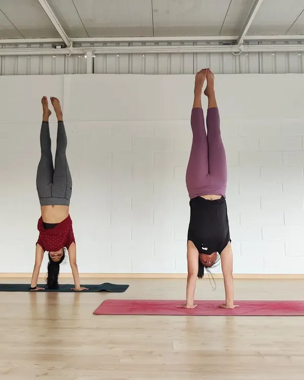 The urge to fly is greater than the fear of falling. Practicing handstands in the studio is a powerful way to build physical strength and mental resilience.