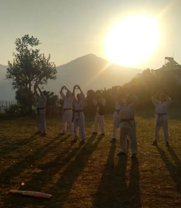 We begin our days at camp with the rising sun. This sunrise session combines stretching and zen practices, allowing us to center our minds and prepare our bodies for the day's training, all while surrounded by the tranquility of the mountains.
