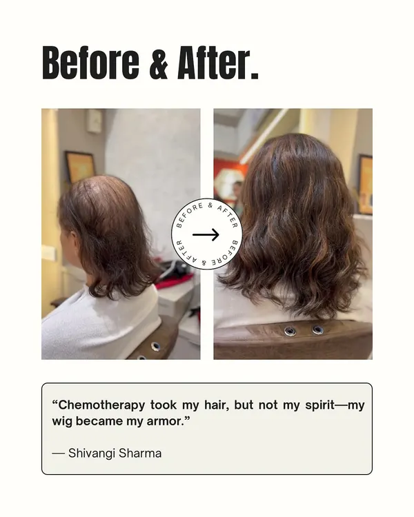 This is why I do what I do. Seeing a client regain her spirit after chemotherapy is the most rewarding part of my work. This isn't just a wig; it's a piece of her strength returning.