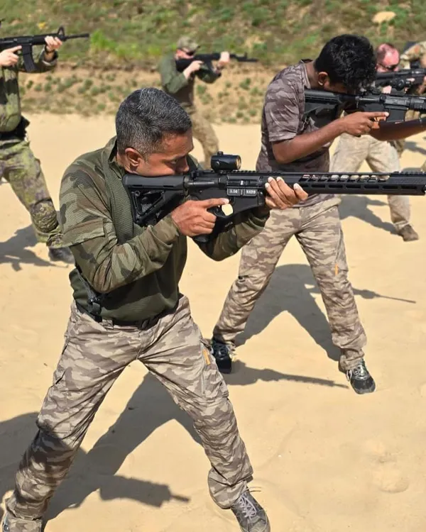 Our military instructors engage in live-fire tactical drills in Poland. This level of international training ensures we teach the most effective and modern rifle handling and combat shooting techniques.