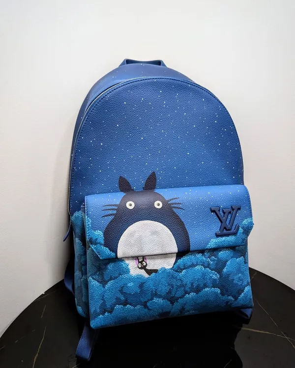 This is the full view of the custom Studio Ghibli LV Takeoff Backpack. I stretched the starry night scene across the entire bag to create a totally immersive piece of anime art.