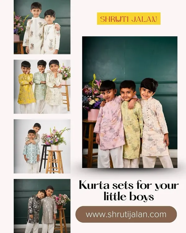This collage showcases the variety in my kurta sets for little boys. From playful prints to elegant solids, each set is designed to be smart, stylish, and oh-so-comfy for any occasion.