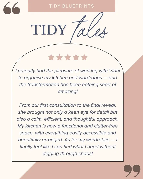 This client review highlights the "amazing" transformation of her kitchen and wardrobes. My goal is always to bring a calm, efficient, and thoughtful approach so you can find what you need without digging through chaos.