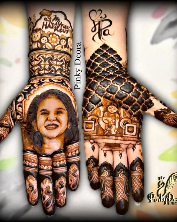 For a mother, her child's Mundan is a milestone filled with love. I had the honor of capturing this beautiful moment by creating a realistic portrait of her son on her hand, complete with "My First Haircut" details to make it an unforgettable keepsake.