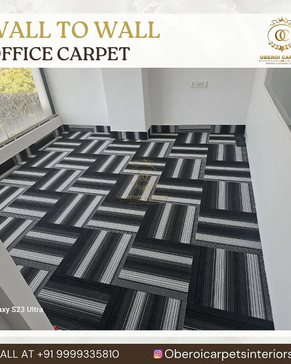 This is our popular striped carpet tile, installed in a modern office space. The basketweave pattern adds a dynamic, professional look while being extremely durable for high-footfall areas.