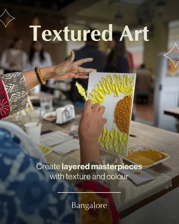 Go beyond the flat canvas and create art you can feel. In our textured art workshops, you will use palette knives and sculpting compounds to build layered, three-dimensional masterpieces. It's an instinctive and therapeutic process of adding depth and character to your creation.