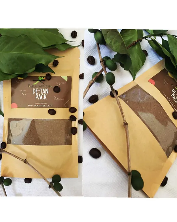 My De-Tan Pack is a versatile 2-in-1 product. Made with coffee and other natural ingredients, you can use it as a face pack to remove tan or as a gentle body scrub for smooth, bright skin.