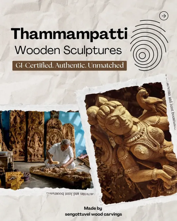 Our Thammampatty wooden sculptures are GI-Certified, authentic, and unmatched. This certification is your guarantee that you are acquiring a piece of true cultural heritage, not just a decoration.