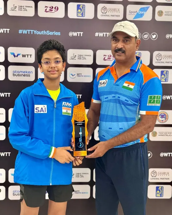 A proud moment for our academy and for India. Coach Krunal Telang stands with our student Reyansh Jalan after he secured a bronze medal at the WTT Youth Contender tournament in Almaty, Kazakhstan.