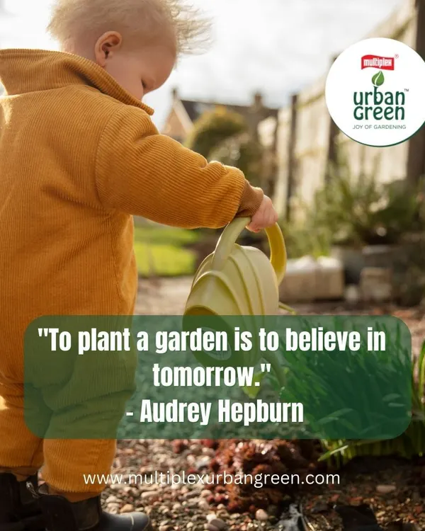 As Audrey Hepburn said, "To plant a garden is to believe in tomorrow." This image of a young child tending to a plant perfectly captures that spirit of hope and nurturing for the future.