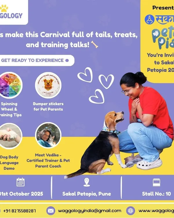 Here's our official invitation to the Sakal Petopia carnival in Pune. It was a fantastic event where we offered training tips, dog body language demos, and a chance to meet me in person.