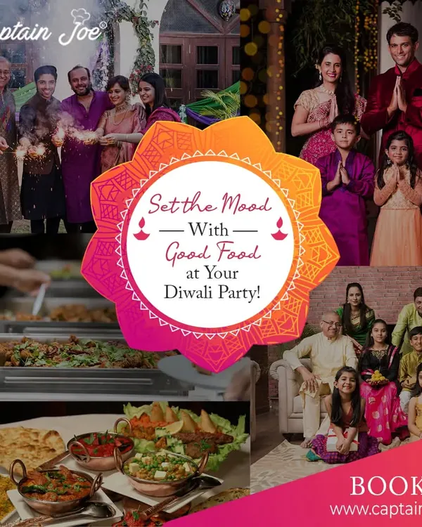 Set the mood for your Diwali party with an abundance of good food. This collage shows the joy of family celebrations alongside the delicious buffets I provide. I help you create a festive atmosphere where the food is as bright as the diyas.