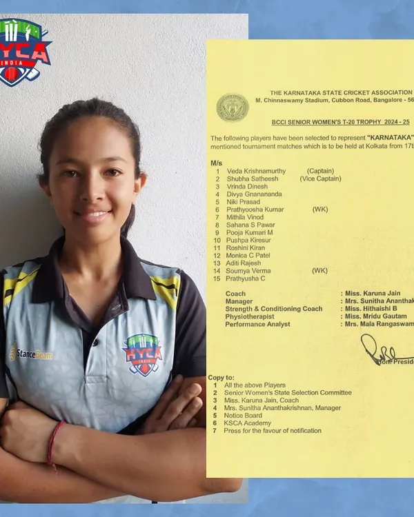We are incredibly proud to see our talented player, Soumya Verma, selected for the BCCI Senior Women’s T-20 Trophy. This is a testament to her hard work and our commitment to developing women's cricket.