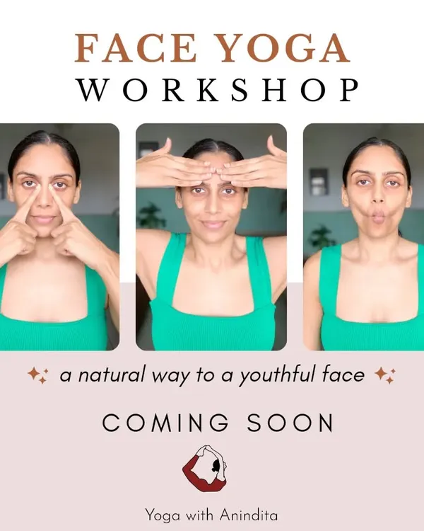 Announcing my upcoming Face Yoga workshop. This is a natural way to achieve a youthful face by exercising and toning the facial muscles.