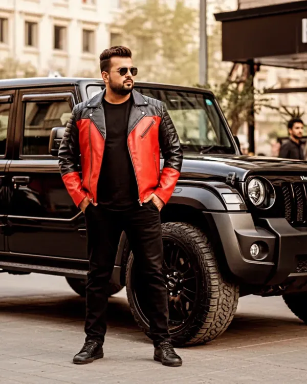 Posing with a Mahindra Thar on the streets of Mumbai. This rugged, urban look is a perfect match for the powerful beats and desi hip hop tracks I produce.