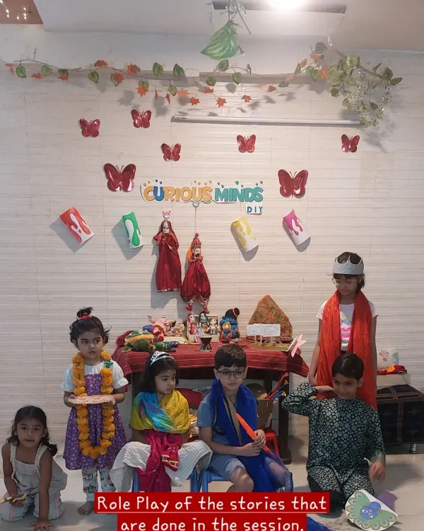 Role-play is a powerful tool for learning. Here, the children are dressed as characters from a mythological story we discussed, helping them connect with the narrative on a deeper level.
