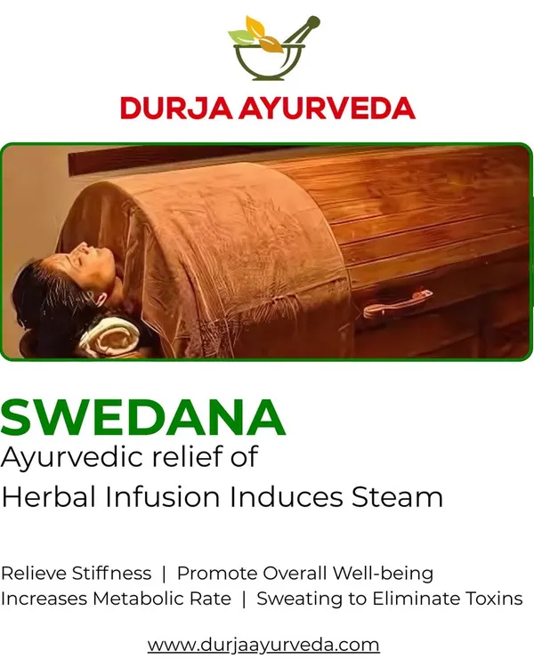 Sweat out toxins with Swedana, an herbal infusion steam therapy. This treatment helps relieve stiffness, increase the metabolic rate, and promote overall well-being by eliminating toxins through sweat.