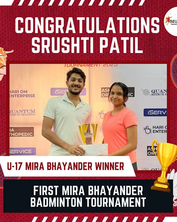We don't just build players; we build champions. A huge congratulations to our player Srushti Patil for winning the U-17 Mira Bhayander Badminton Tournament. This is what dedication and hard work looks like.