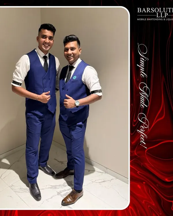 Our professional mixologists Aakash Maharana and Ramjeet Thakur, dressed to impress for the exclusive Bvlgari product launch. We ensure our team's presentation always matches the caliber of the event.