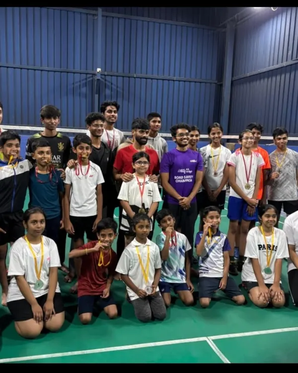 A group of our proud winners and participants from different age groups, posing together with their medals after a competitive and fun-filled internal academy tournament.