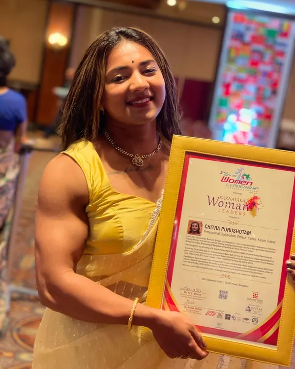 It was an honor to receive the Karnataka Women Leaders Award for my work as a professional bodybuilder, fitness trainer, and karate trainer. This recognition means the world to me.