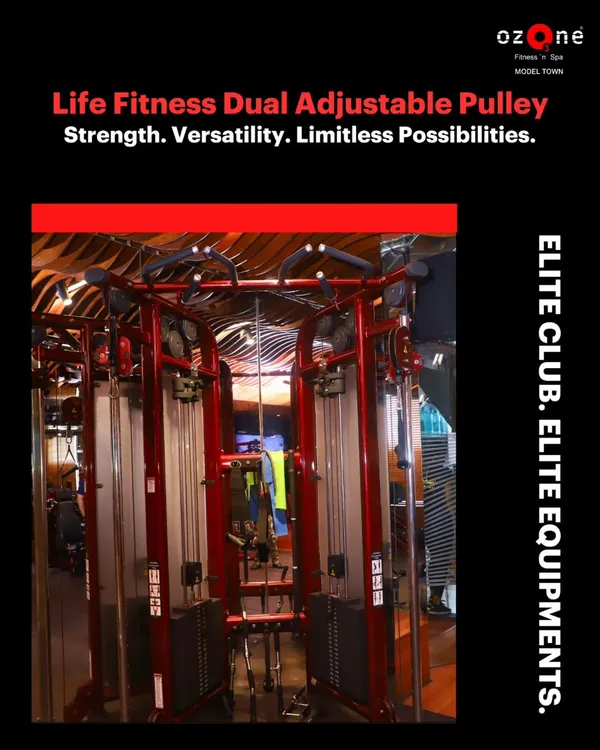 This is our Life Fitness Dual Adjustable Pulley, a versatile machine for your strength training needs. It allows for limitless exercises, from cable crossovers to core rotations, for a targeted or full-body workout.