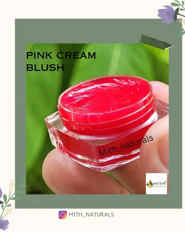 My pink cream blush gives a beautiful, natural flush of color. I make it with only natural ingredients, and it's especially good for keeping dry skin looking dewy.
