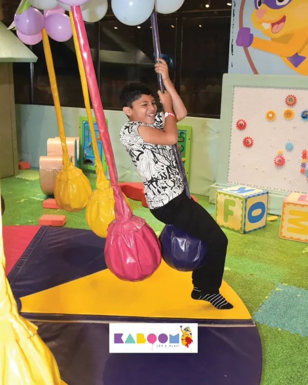 Swinging into fun! Our hanging ball swings are a great way for kids to work on their balance and have a blast.