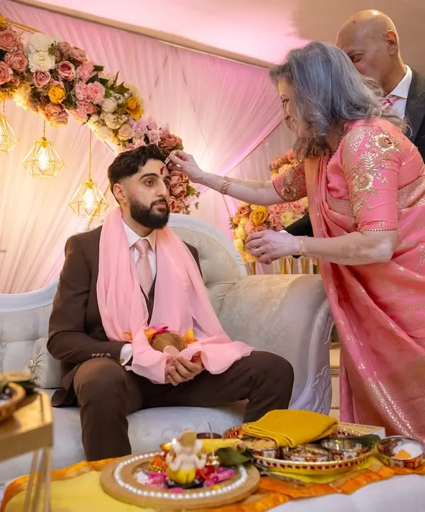 A sacred moment from a Kurmai and Chunni ceremony I catered. For such events, I often prepare a satvik menu without onion or garlic to respect the sanctity of the rituals.